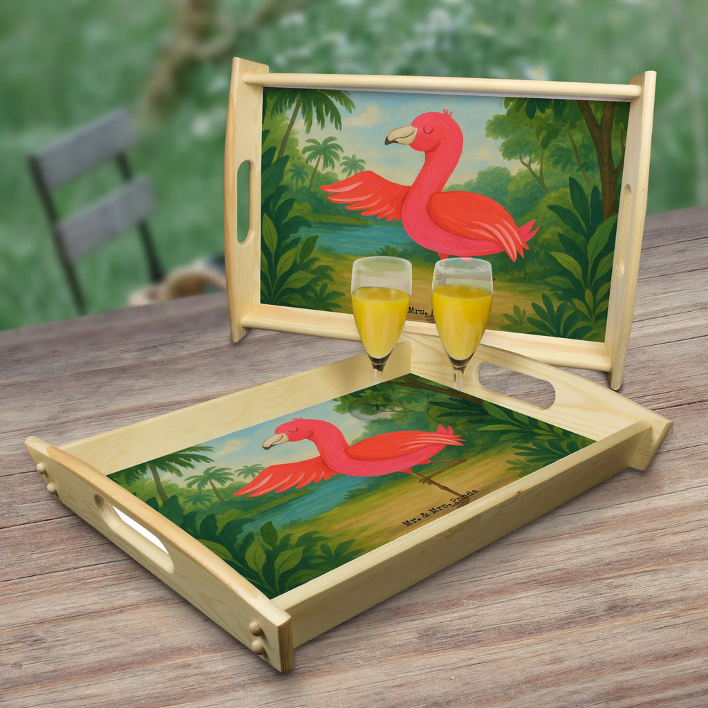 Serviertablett Flamingo Yoga Design Serviertablett, Tablett, Holztablett, Küchentablett, Dekotablett, Frühstückstablett, Flamingo, Vogel, Yoga, Namaste, Achtsamkeit, Yoga-Übung, Entspannung, Ärger, Aufregen, Tiefenentspannung
