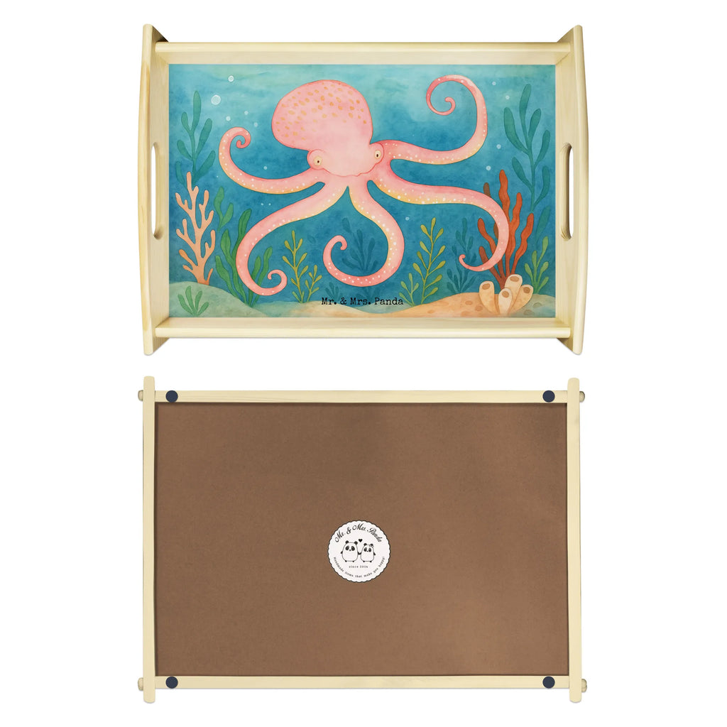 Serviertablett Tintenfisch Design Serviertablett, Tablett, Holztablett, Küchentablett, Dekotablett, Frühstückstablett, Tiermotive, Gute Laune, lustige Sprüche, Tiere, Meer, Meerestier, Krake, Tintenfisch, Arme, Wasser, Ozean