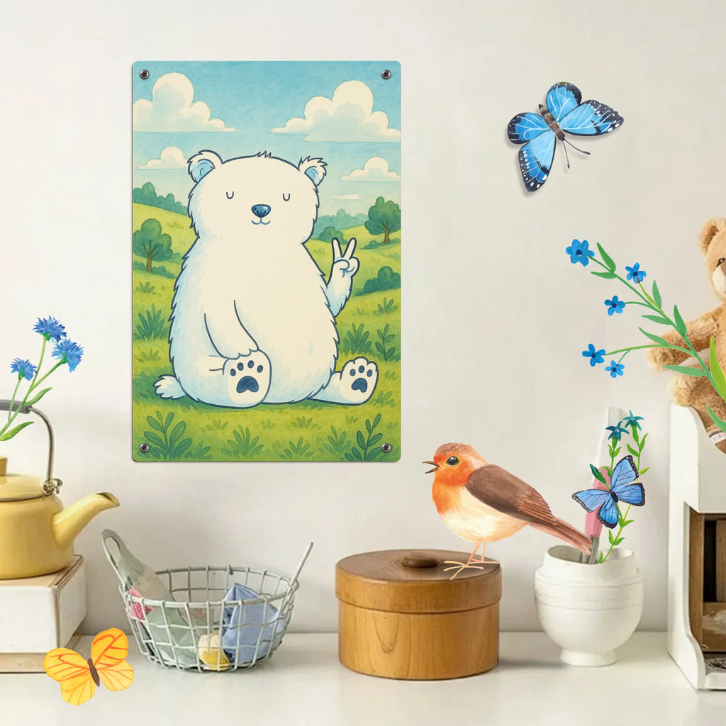 Paint by Numbers Metal Sign Icebear Lazy Design bear, teddy, teddy bear, cuddly toy, office, workplace, relaxing, lazy, work, North Pole, Polar bear, home office, office job