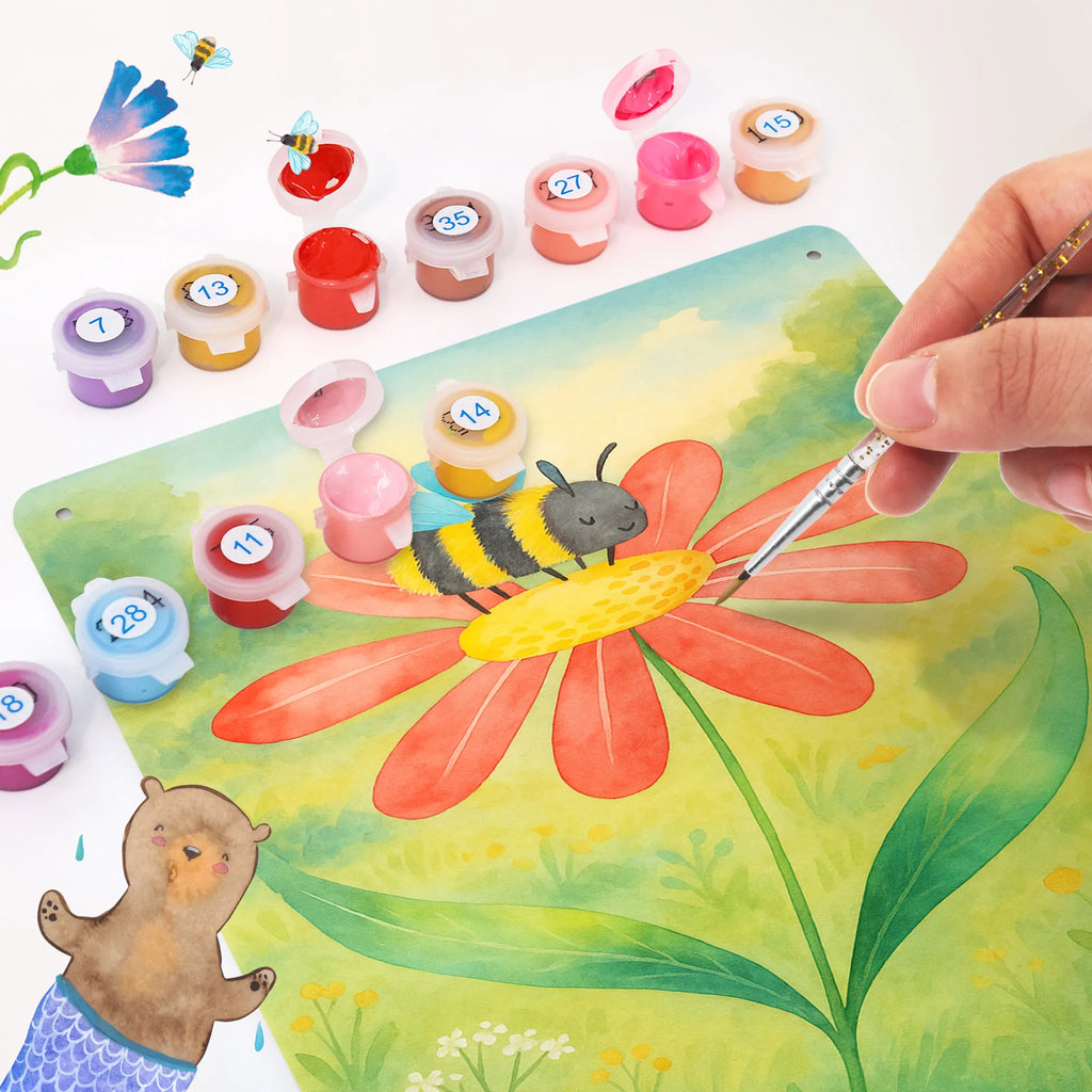 Paint by Numbers Metal Sign bumblebee flower Design small animals, cute, funny, cute animal motives, hand drawn, small world, funny sayings, good mood, happy, gifts, gift ideas, special gifts, animal lover, card, fluffy, bee, flower, bumblebees, nature, bumble bee, field, wasp