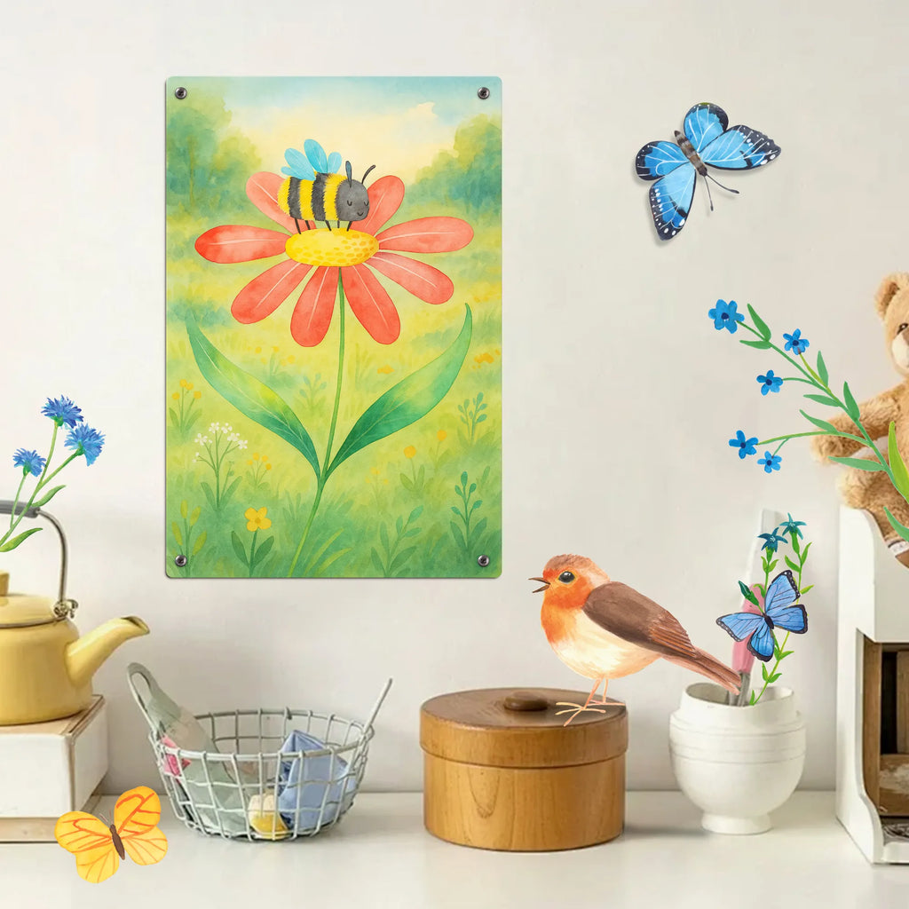 Paint by Numbers Metal Sign bumblebee flower Design small animals, cute, funny, cute animal motives, hand drawn, small world, funny sayings, good mood, happy, gifts, gift ideas, special gifts, animal lover, card, fluffy, bee, flower, bumblebees, nature, bumble bee, field, wasp