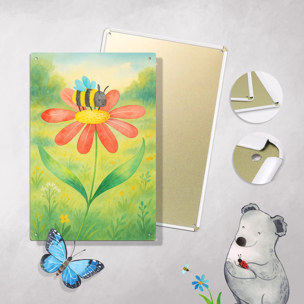 Paint by Numbers Metal Sign bumblebee flower Design small animals, cute, funny, cute animal motives, hand drawn, small world, funny sayings, good mood, happy, gifts, gift ideas, special gifts, animal lover, card, fluffy, bee, flower, bumblebees, nature, bumble bee, field, wasp