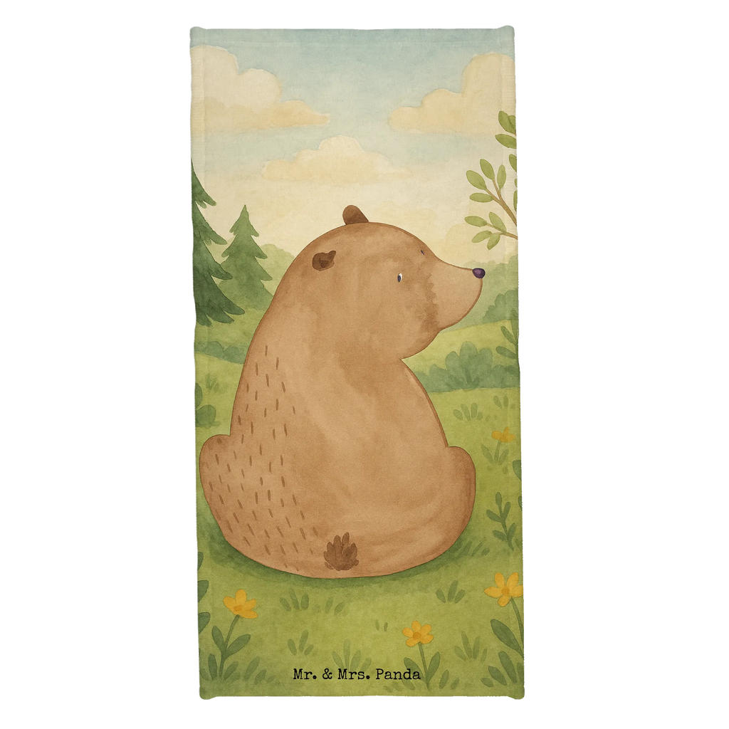 Badehandtuch Bär Schulterblick Design Duschtuch, Badetuch, Strandtuch, Saunatuch, Kinder Handtuch, Bär, Teddy, Teddybär, Selbstachtung, Weltansicht, Motivation, Bären, Bärenliebe, Weisheit