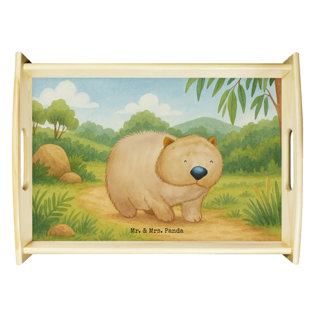 Serviertablett Wombat Design Serviertablett, Tablett, Holztablett, Küchentablett, Dekotablett, Frühstückstablett, Tiermotive, Gute Laune, lustige Sprüche, Tiere, Wombat, Das Leben ist schön, Motivation, Spruch, Australien