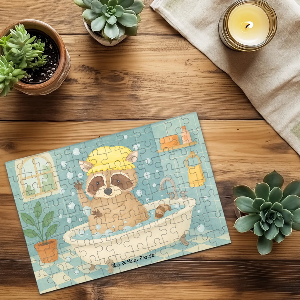 Puzzle Waschbär Design Puzzle, Tiermotive, Gute Laune, lustige Sprüche, Tiere, Waschbär, Tagträumen, Plan, Fröhlich, waschen, Seifenblasen