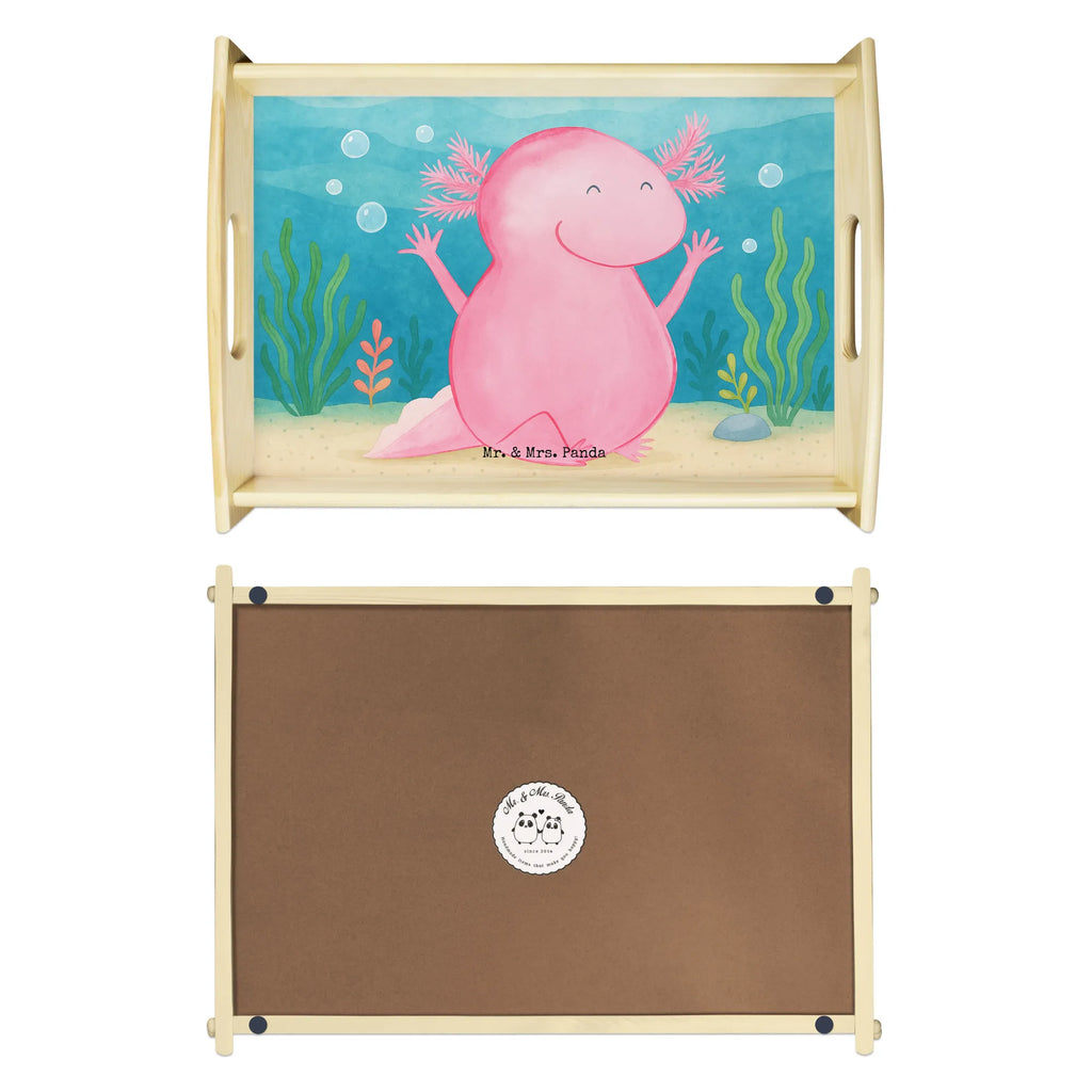 Serviertablett Axolotl Hurra Design Serviertablett, Tablett, Holztablett, Küchentablett, Dekotablett, Frühstückstablett, Axolotl, Molch, Axolot, Schwanzlurch, Lurch, Lurche, fröhlich, Spaß, Freude, Motivation, Zufriedenheit