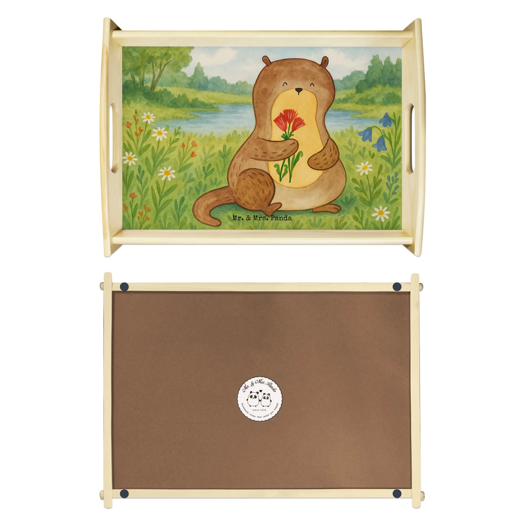 Serviertablett Otter Blumenstrauß Design Serviertablett, Tablett, Holztablett, Küchentablett, Dekotablett, Frühstückstablett, Otter, Fischotter, Seeotter, Otter Seeotter See Otter