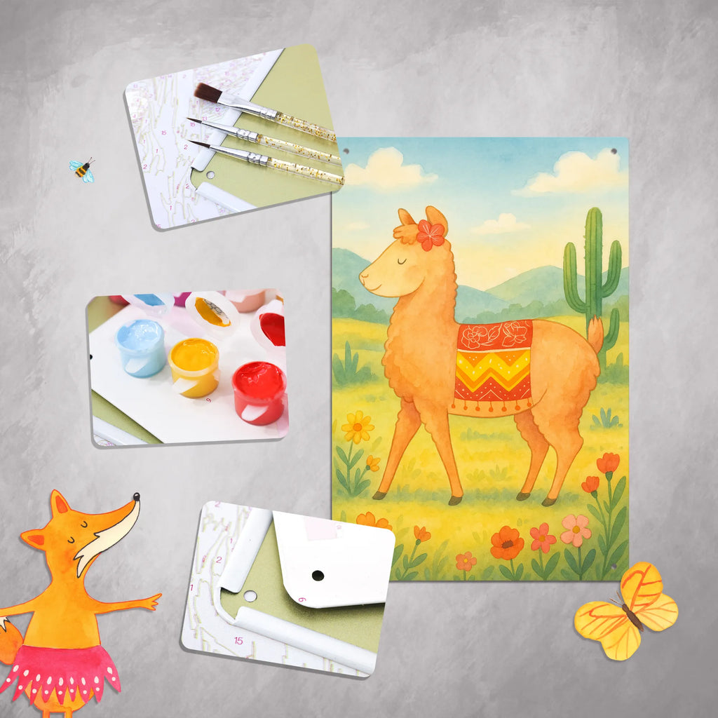 Paint by Numbers Metal Sign alpaca Proud Design alpaca, llama, pako, camel, Peru, animal, favourite animal