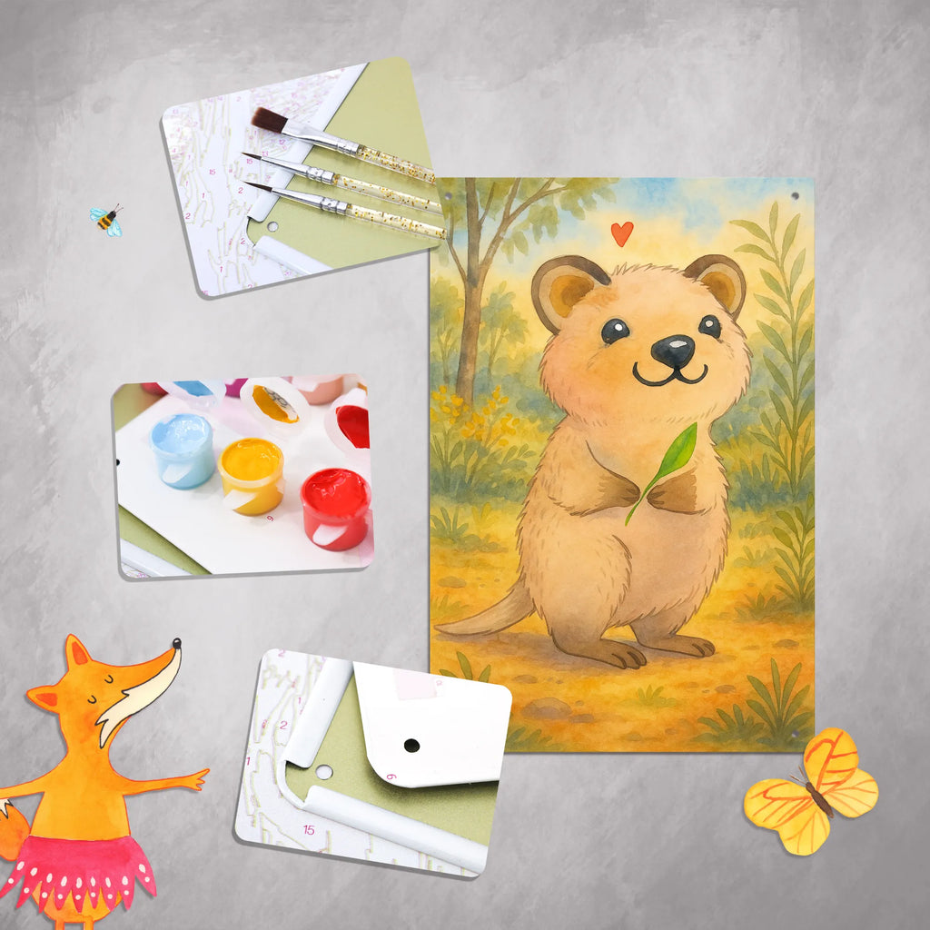 Malen nach Zahlen Metallschild Quokka Happy Design Baseln, Kreativität, Ausmalbild, Kunstwerk, Malen nach Zahlen, Malen, Künstler, Bastelidee, DIY, Tiermotive, Gute Laune, lustige Sprüche, Tiere, Niedliches Tier, Quokka, Aufschieberitis, Verschieben, Dinge erledigen, Lustiger Spruch