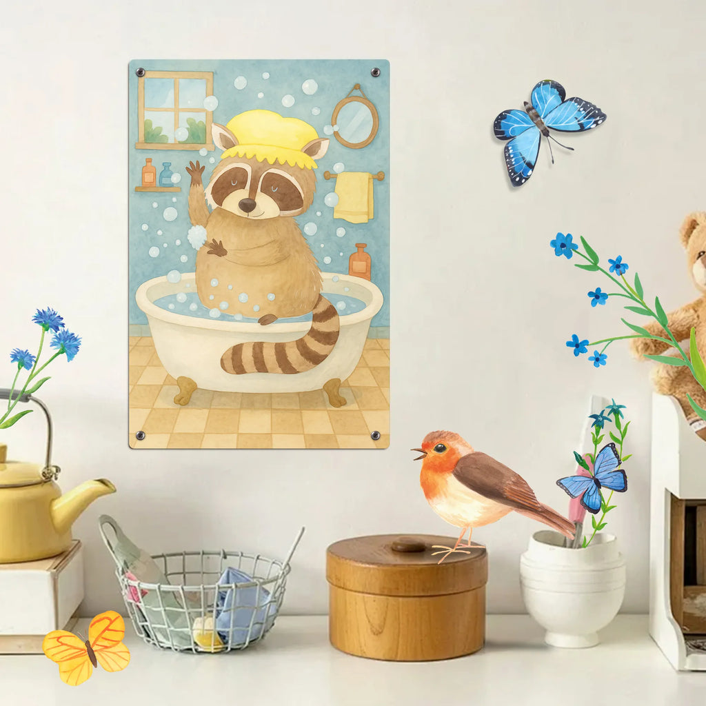 Paint by Numbers Metal Sign Raccoon Design small animals, cute, funny, cute animal motives, hand drawn, small world, funny sayings, good mood, happy, gifts, gift ideas, special gifts, animal lover, card, daydreaming, plan, wash, soap bubbles, raccoon