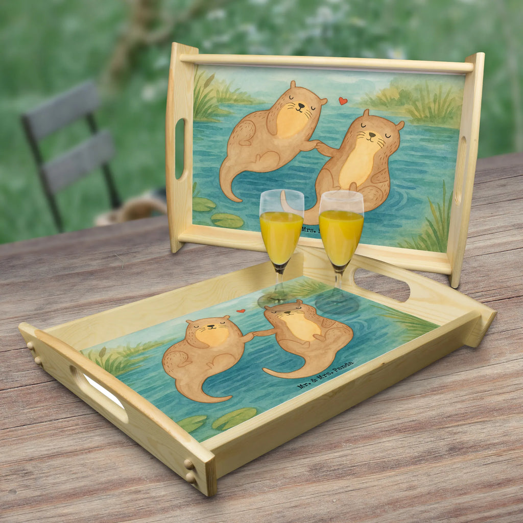 Serviertablett Otter Hände halten Design Serviertablett, Tablett, Holztablett, Küchentablett, Dekotablett, Frühstückstablett, Otter, Fischotter, Seeotter, Otter Seeotter See Otter