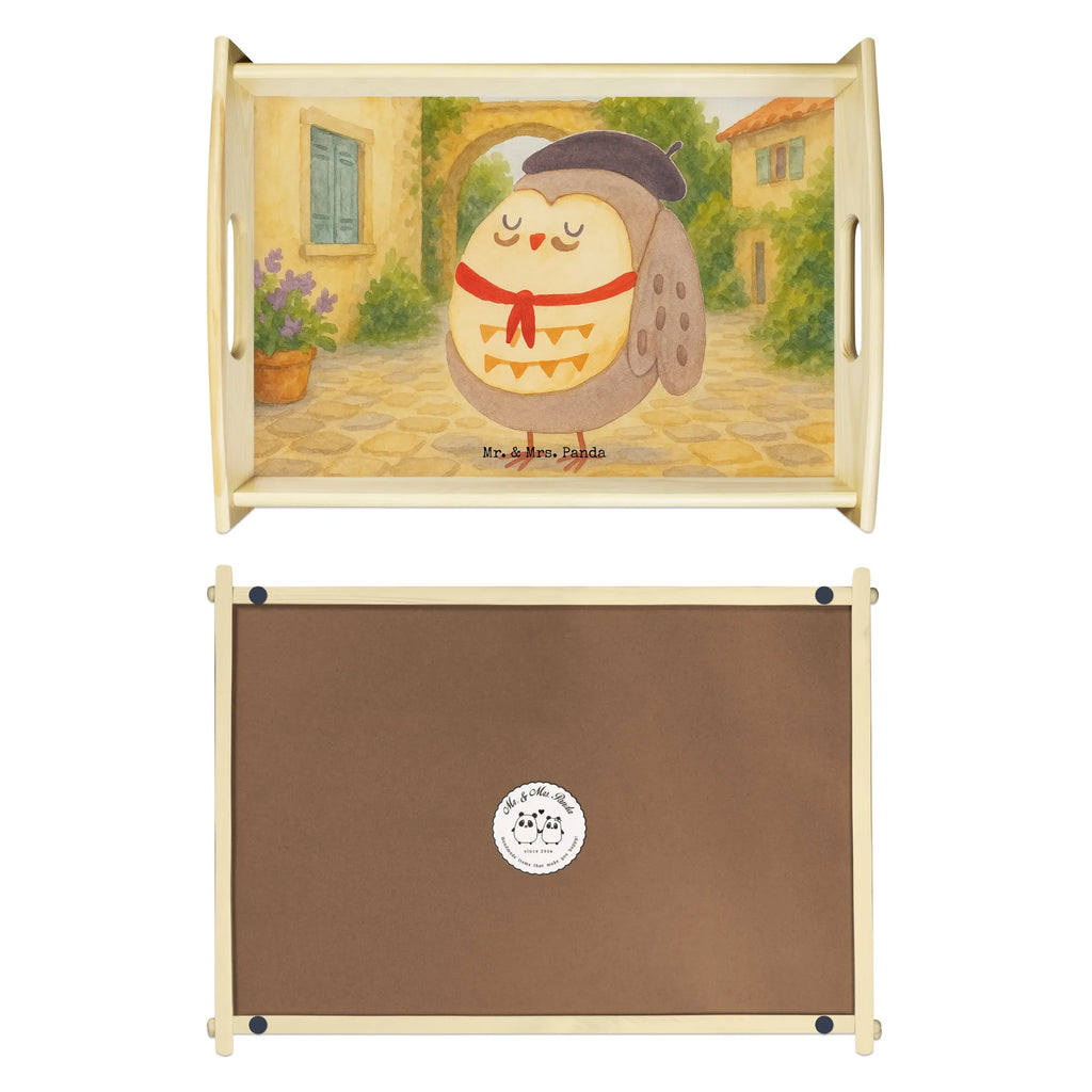 Serviertablett Eule Frankreich Design Serviertablett, Tablett, Holztablett, Küchentablett, Dekotablett, Frühstückstablett, Eule, Eulen, Eule Deko, Owl, hibou, La vie est belle, das Leben ist schön, Spruch schön, Spruch Französisch, Frankreich