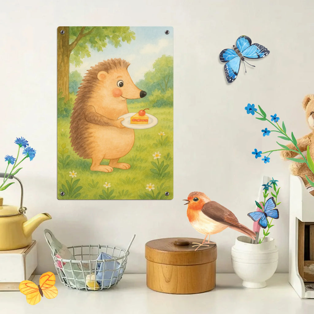 Paint by Numbers Metal Sign Hedgehog piece of cake Design small animals, cute, funny, cute animal motives, hand drawn, small world, funny sayings, good mood, happy, gifts, gift ideas, special gifts, animal lover, card, baking gift, food saying, cake, invitation party, bake cake, birthday cake, hedgehog