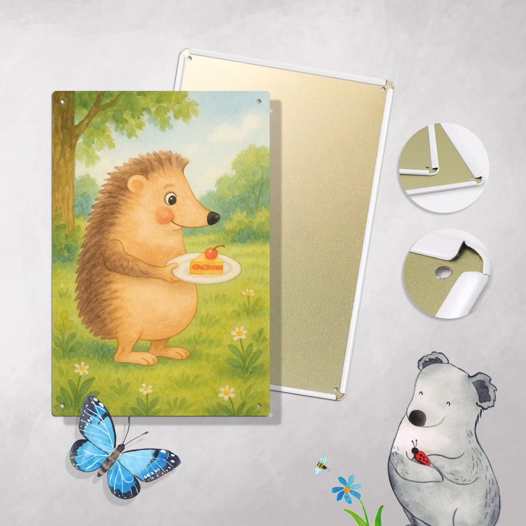 Paint by Numbers Metal Sign Hedgehog piece of cake Design small animals, cute, funny, cute animal motives, hand drawn, small world, funny sayings, good mood, happy, gifts, gift ideas, special gifts, animal lover, card, baking gift, food saying, cake, invitation party, bake cake, birthday cake, hedgehog