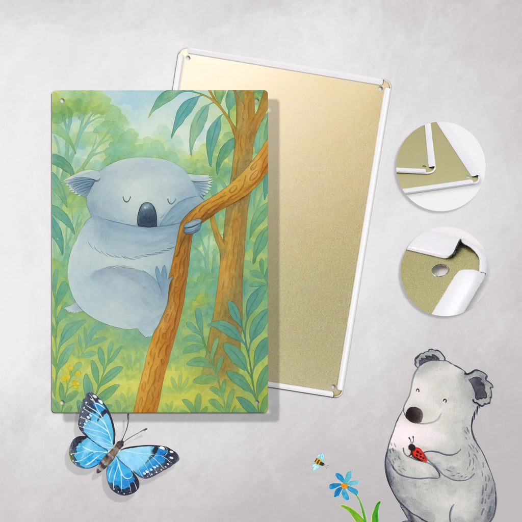 Paint by Numbers Metal Sign koala Design small animals, cute, funny, cute animal motives, hand drawn, small world, funny sayings, good mood, happy, gifts, gift ideas, special gifts, animal lover, card, dreamland, sleeping, dream, bear, Koala, koala bear, bedroom