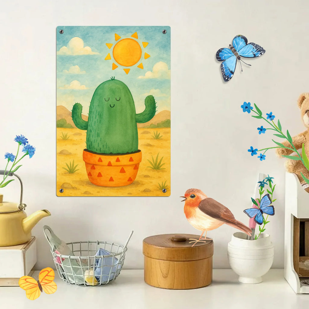 Metalowy szyld do malowania po numerach Kaktus Słońce Design Kaktus, Kaktusy