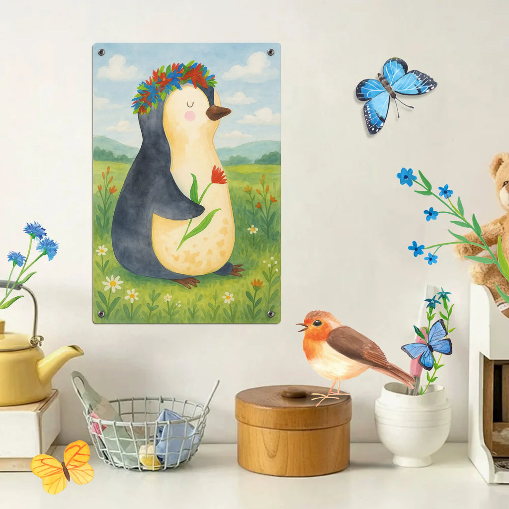 Paint by Numbers Metal Sign Penguin Flower Design Penguin, North Pole, Winter, Penguins, motivation, goals in life, lovesickness, gift idea, life, universe, love of life, goals, wreath of flowers, wishes, penguins