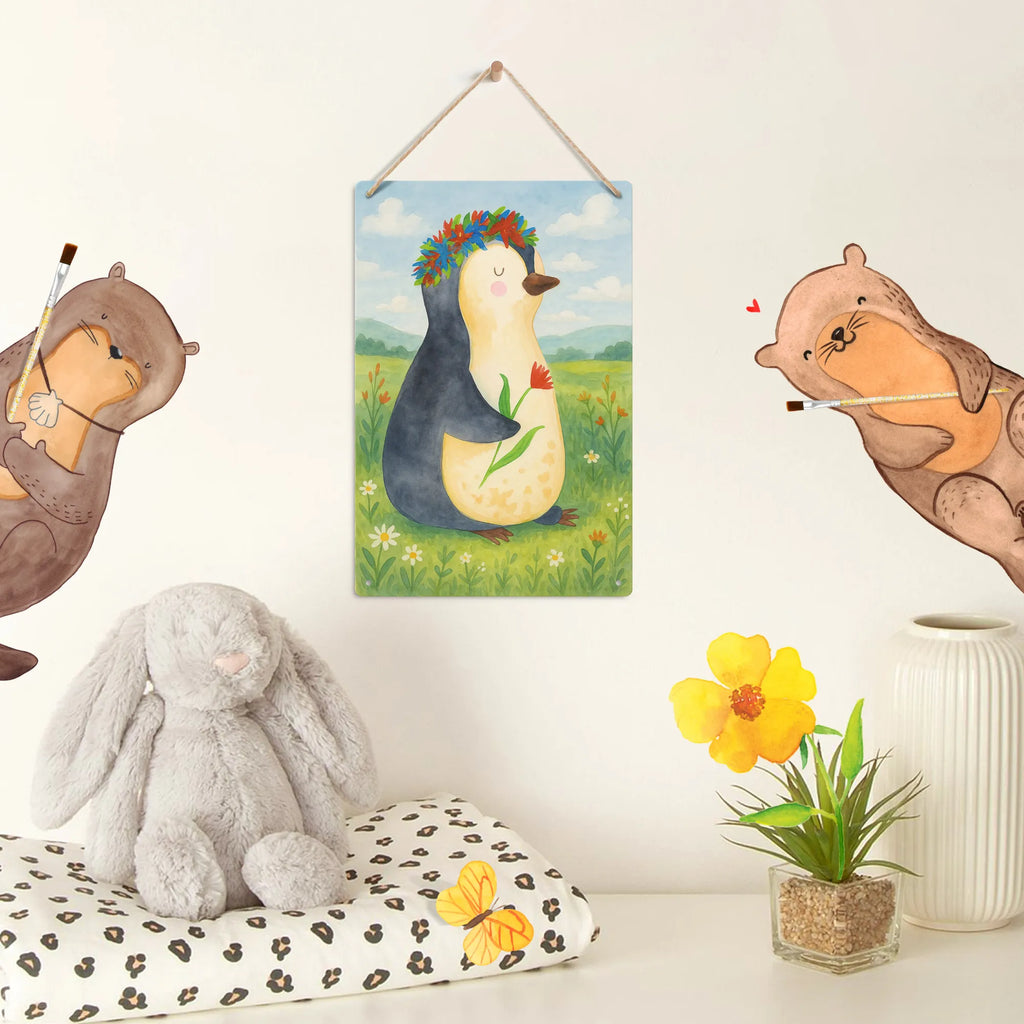 Paint by Numbers Metal Sign Penguin Flower Design Penguin, North Pole, Winter, Penguins, motivation, goals in life, lovesickness, gift idea, life, universe, love of life, goals, wreath of flowers, wishes, penguins