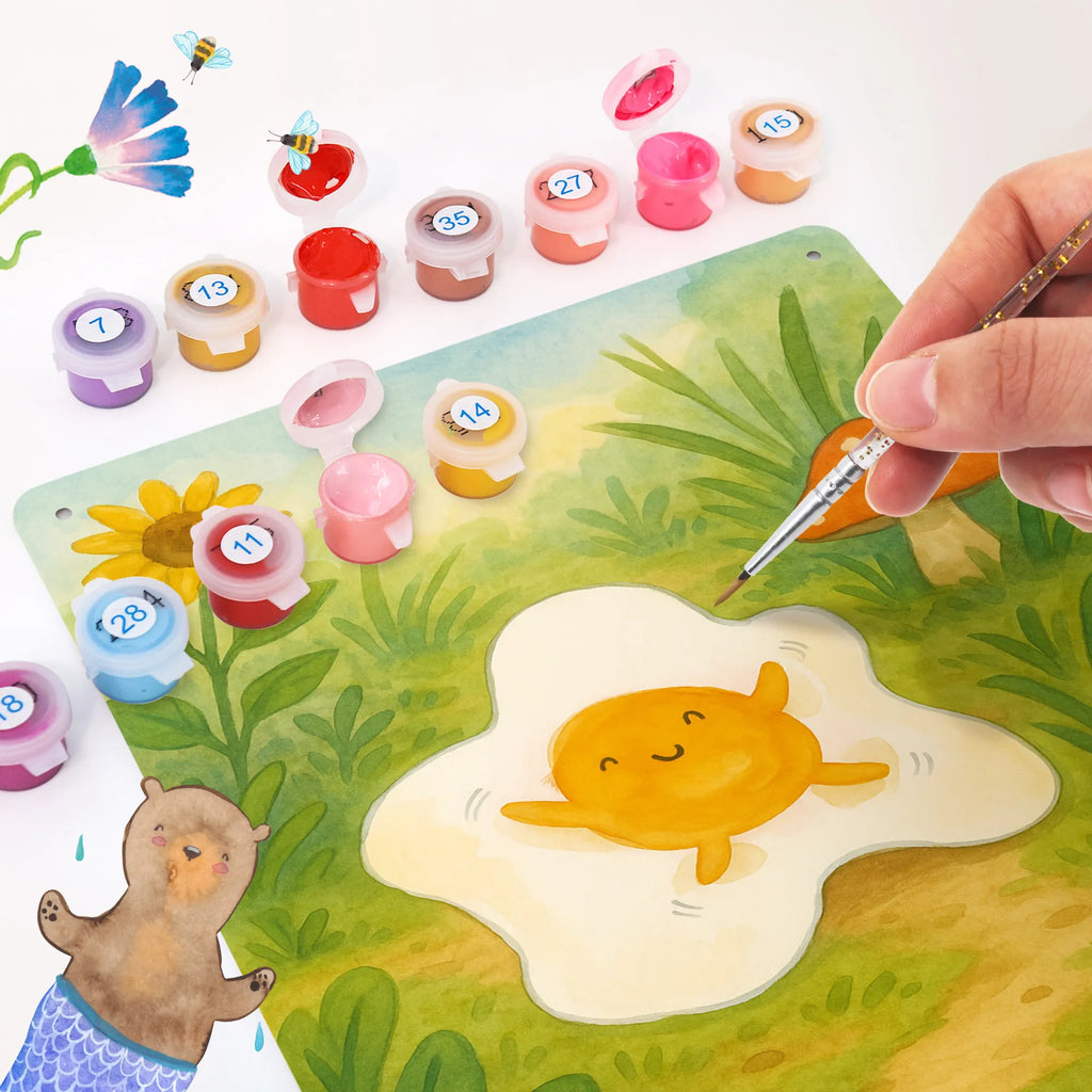 Paint by Numbers Metal Sign Fried egg egg Design small animals, cute, funny, cute animal motives, hand drawn, small world, funny sayings, good mood, happy, gifts, gift ideas, special gifts, animal lover, card, day, Egg, love, fried egg, nice