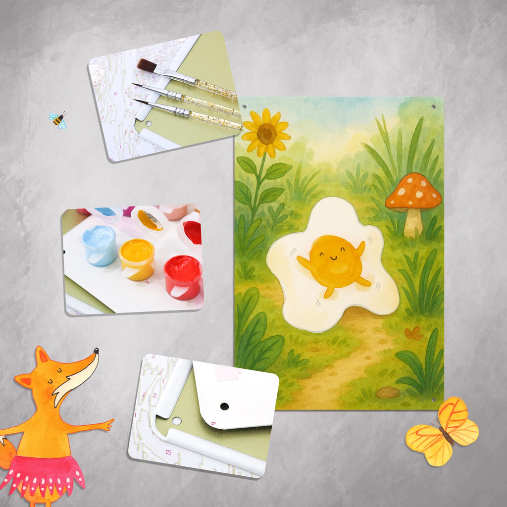 Paint by Numbers Metal Sign Fried egg egg Design small animals, cute, funny, cute animal motives, hand drawn, small world, funny sayings, good mood, happy, gifts, gift ideas, special gifts, animal lover, card, day, Egg, love, fried egg, nice