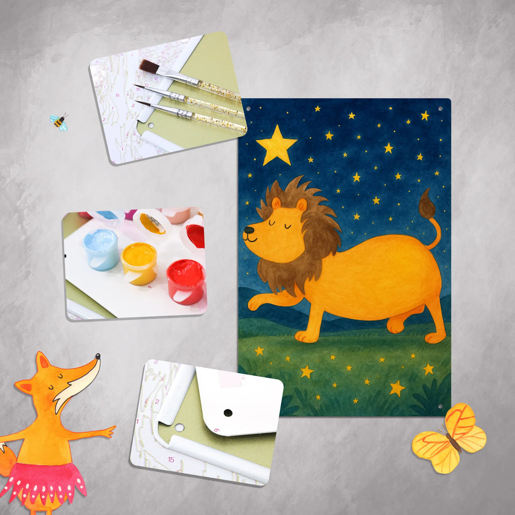 Malen nach Zahlen Metallschild Sternzeichen Löwe Design Bastelidee, Baseln, Kunstwerk, Malen, Ausmalbild, Künstler, Malen nach Zahlen, DIY, Kreativität, Tierkreiszeichen, Sternzeichen, Horoskop, Astrologie, Aszendent, König der Tiere, Geburtstag Juli, Geburtstag August, Geschenk Juli, Löwe Geschenk, Geschenk August, Löwe Sternzeichen