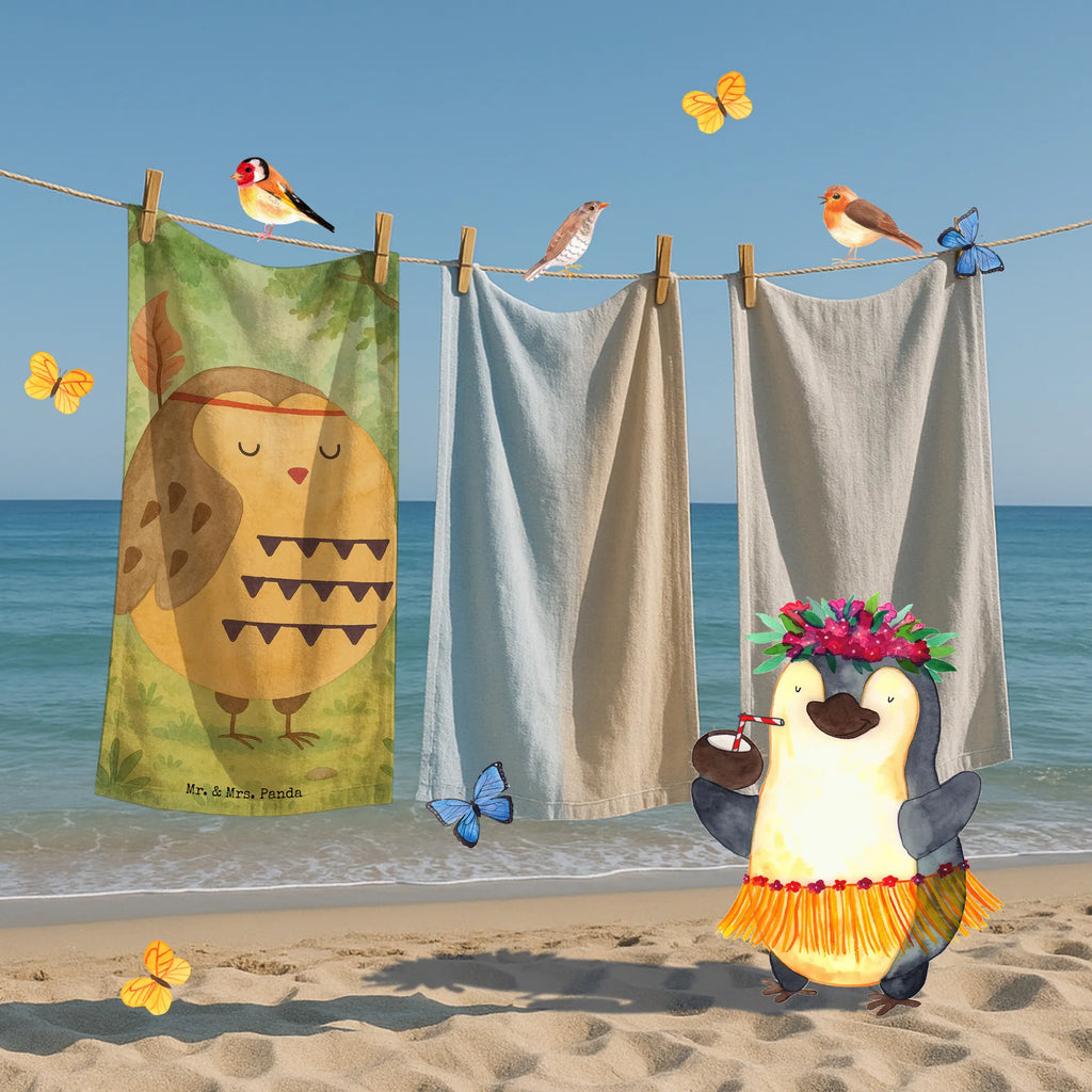 Badehandtuch Eule Federschmuck Design Duschtuch, Badetuch, Strandtuch, Saunatuch, Kinder Handtuch, Eule, Eule Deko, Owl, Das Leben ist ein Abenteuer, Reisespruch, Federschmuck, Dekoration