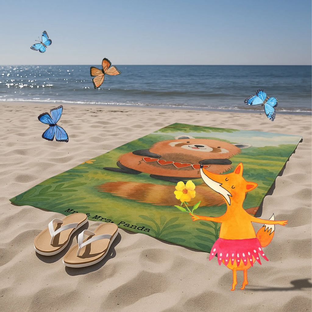 Badehandtuch Roter Panda Design Duschtuch, Badetuch, Strandtuch, Saunatuch, Kinder Handtuch, Tiermotive, Gute Laune, lustige Sprüche, Tiere, Panda, Liebe, Rot, Herz, Liebling, Lieblingsmensch