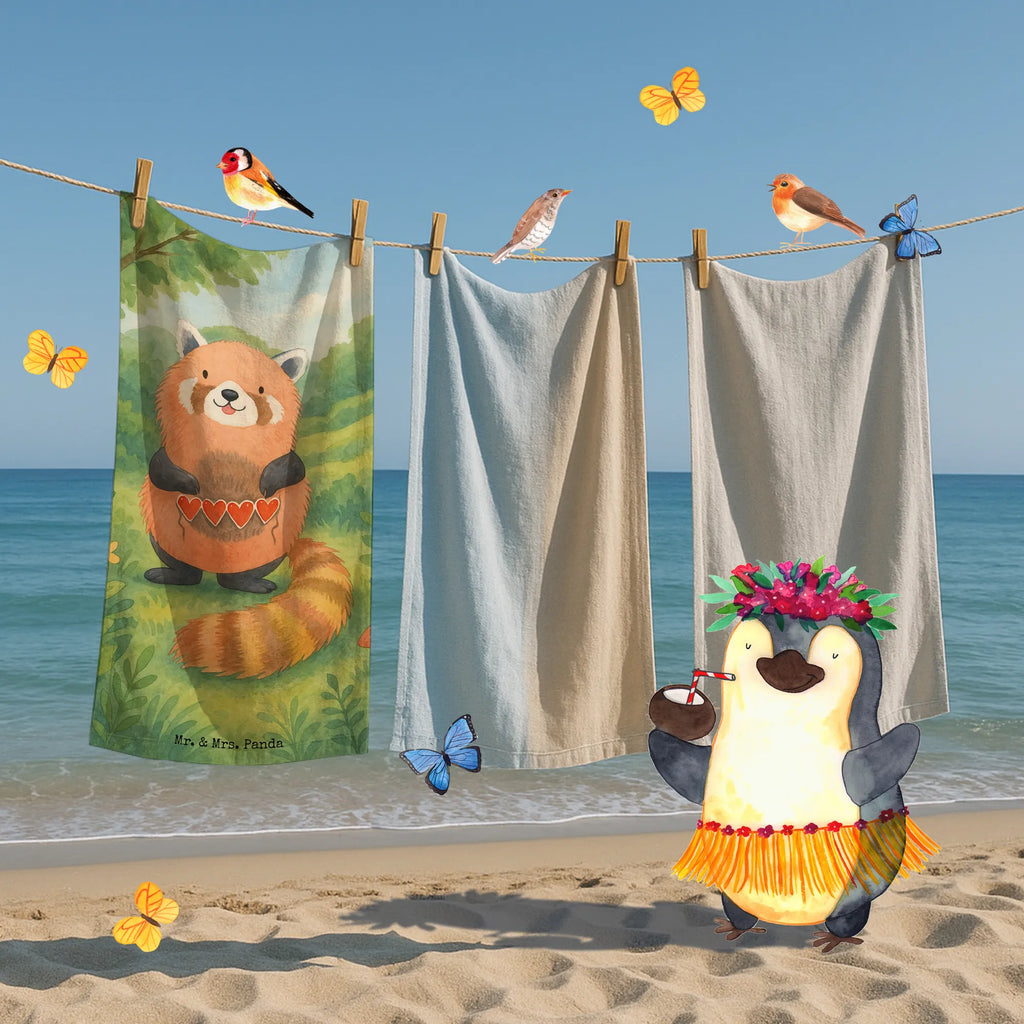 Badehandtuch Roter Panda Design Duschtuch, Badetuch, Strandtuch, Saunatuch, Kinder Handtuch, Tiermotive, Gute Laune, lustige Sprüche, Tiere, Panda, Liebe, Rot, Herz, Liebling, Lieblingsmensch