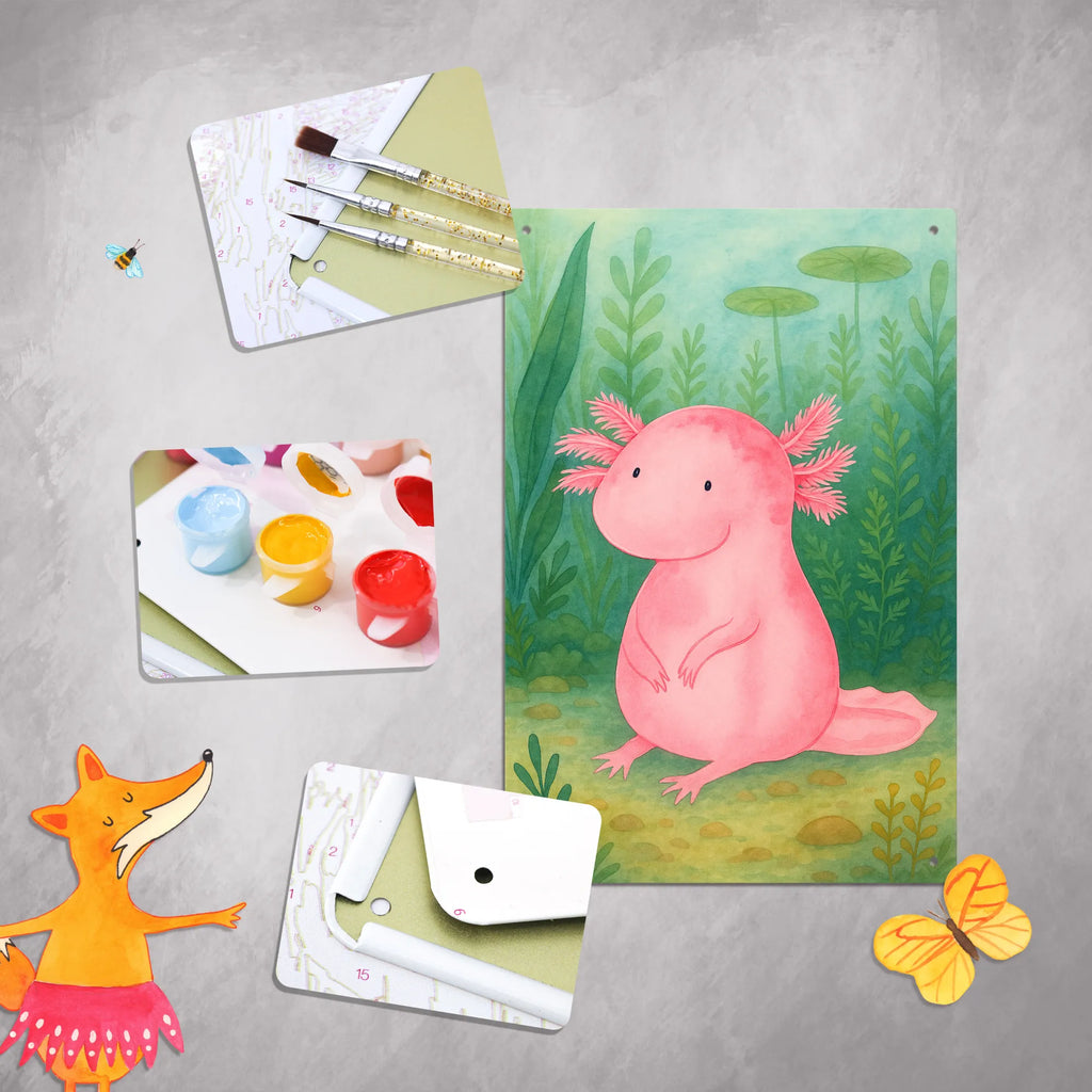 Paint by Numbers Metal Sign axolotl zero Design Axolotl, Axelotl, marine animals, Mexican walking fish, salamander, Axolot, love, happy, worldly wisdom, contented, cheerful, lifestyle, girlfriend, wisdom