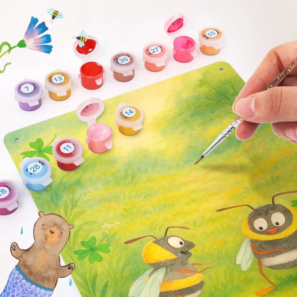 Paint by Numbers Metal Sign bumblebees shamrock Design small animals, cute, funny, cute animal motives, hand drawn, small world, funny sayings, good mood, happy, gifts, gift ideas, special gifts, animal lover, card, saying happy, saying beautiful, bee, become happy, bee decoration, bumblebee, saying positive, be happy