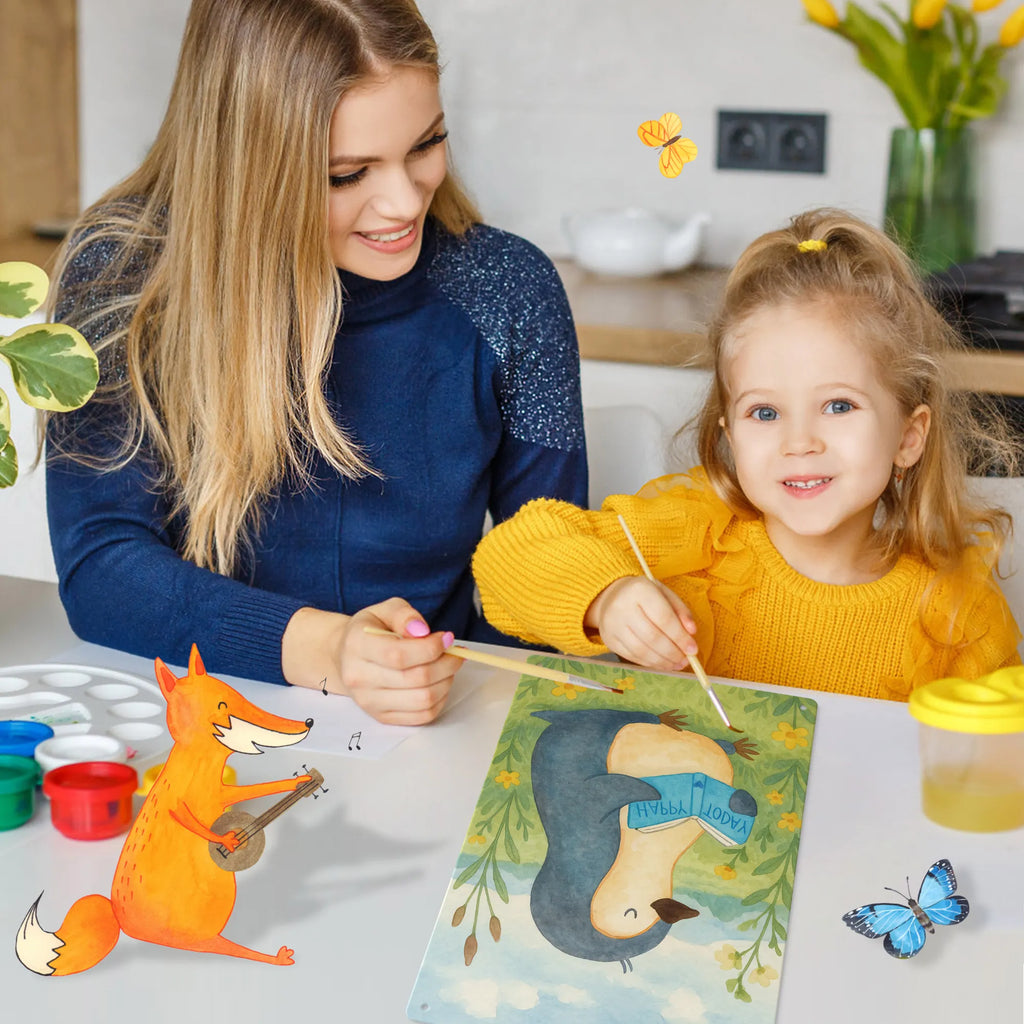 Metalowy szyld do malowania po numerach pingwin książka Design Pinguin