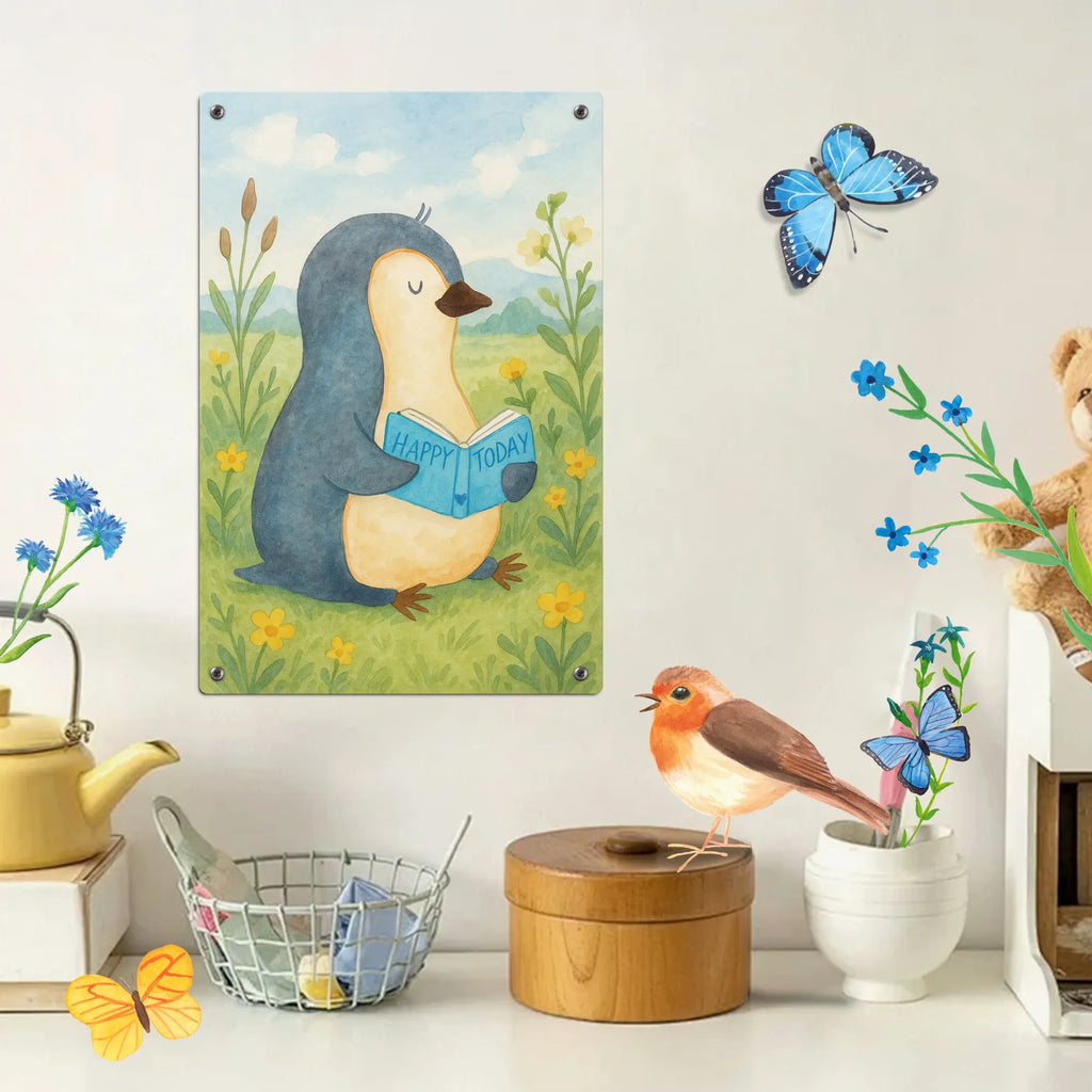 Metalowy szyld do malowania po numerach pingwin książka Design Pinguin