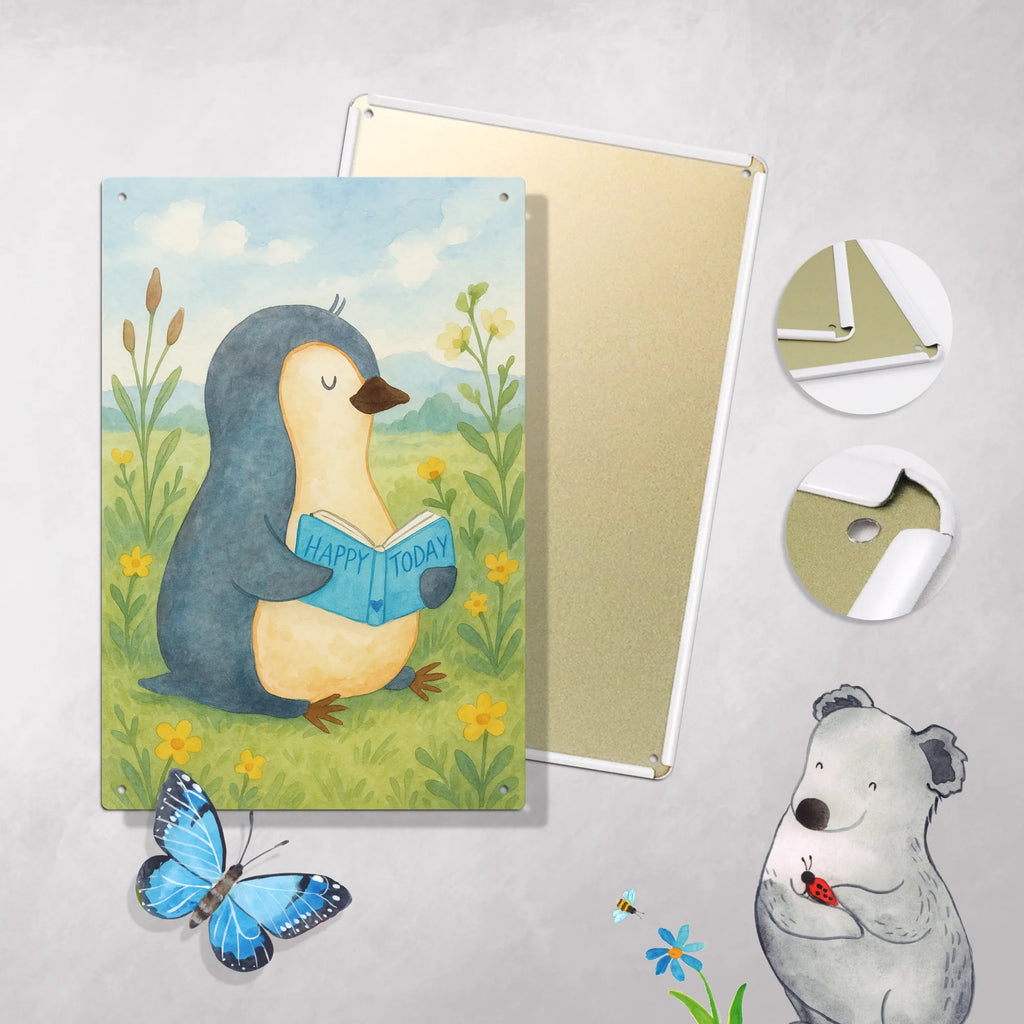 Metalowy szyld do malowania po numerach pingwin książka Design Pinguin