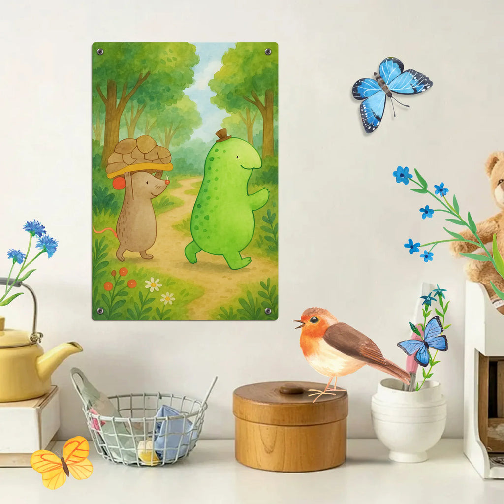 Paint by Numbers Metal Sign tortoise Mouse Design turtle, tortoise, reptile, ancient creature, cute, sweet, gift, gift ideas, birthday gift, illustrated, funny, turtle gift items, funny turtle gifts, pet turtles, mom, best friend, sister or daughter, turtle lover, friends, mouse, best friends, girlfriends