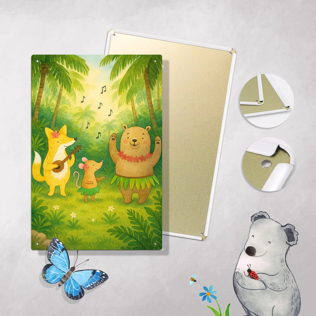 Paint by Numbers Metal Sign forest animals Aloha Design small animals, cute, funny, cute animal motives, hand drawn, small world, funny sayings, good mood, happy, gifts, gift ideas, special gifts, animal lover, card, hedgehog, forest animals, aloha, rabbit, forest, music, life, laughter, bear, dancing