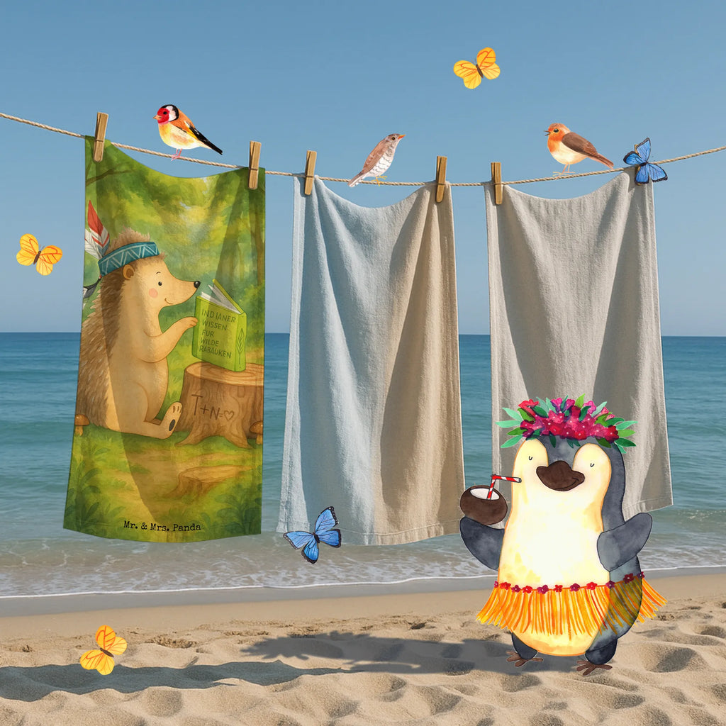 70 x 140 ręcznik jeż Ozdoba z piór Design Duschtuch, Badetuch, Strandtuch, Saunatuch, Kinder Handtuch, Waldtiere, Tiere, Igel, Indianer, Abenteuer, Lagerfeuer, Camping