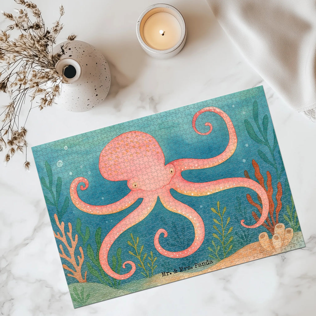 Puzzle Tintenfisch Design Puzzle, Tiermotive, Gute Laune, lustige Sprüche, Tiere, Meer, Meerestier, Krake, Tintenfisch, Arme, Wasser, Ozean