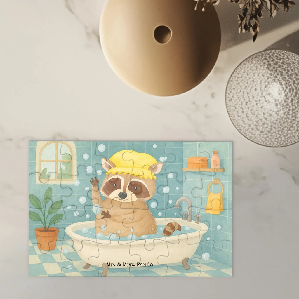 Puzzle Waschbär Design Puzzle, Tiermotive, Gute Laune, lustige Sprüche, Tiere, Waschbär, Tagträumen, Plan, Fröhlich, waschen, Seifenblasen