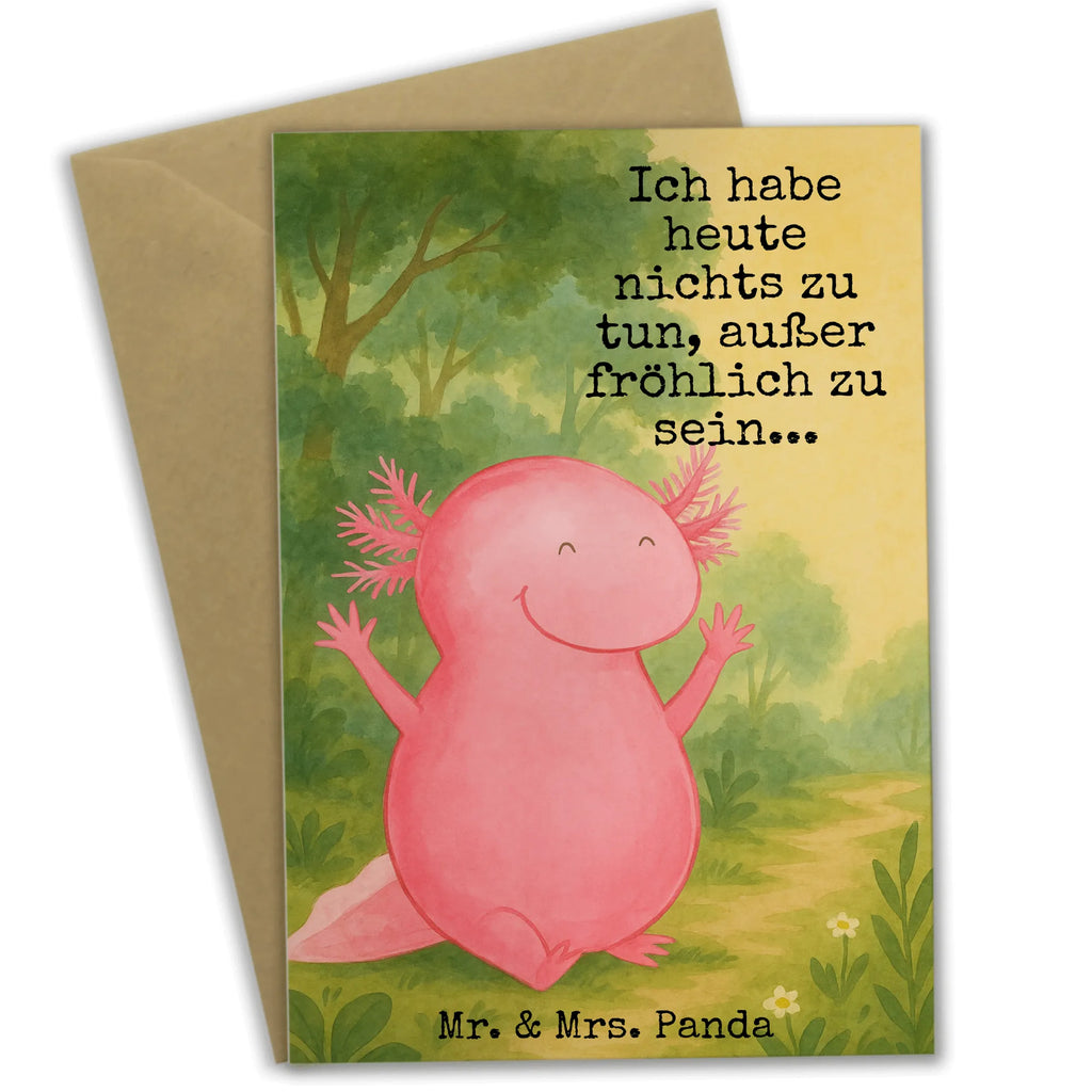 Grußkarte Axolotl Hurra Design Grußkarte, Klappkarte, Einladungskarte, Glückwunschkarte, Hochzeitskarte, Geburtstagskarte, Karte, Ansichtskarten, Axolotl, Molch, Axolot, Schwanzlurch, Lurch, Lurche, fröhlich, Spaß, Freude, Motivation, Zufriedenheit