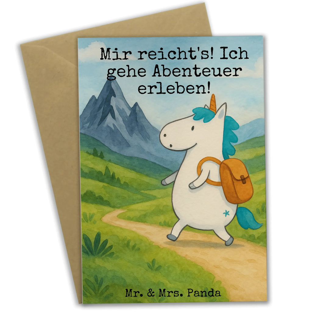 Grußkarte Einhorn Bergsteiger Design Grußkarte, Klappkarte, Einladungskarte, Glückwunschkarte, Hochzeitskarte, Geburtstagskarte, Karte, Ansichtskarten, Einhorn, Einhörner, Einhorn Deko, Unicorn, Bergsteiger, Abenteuer, Berge, Abenteurer, Weltenbummler, Weltreise, Reisen, Urlaub, Entdecker