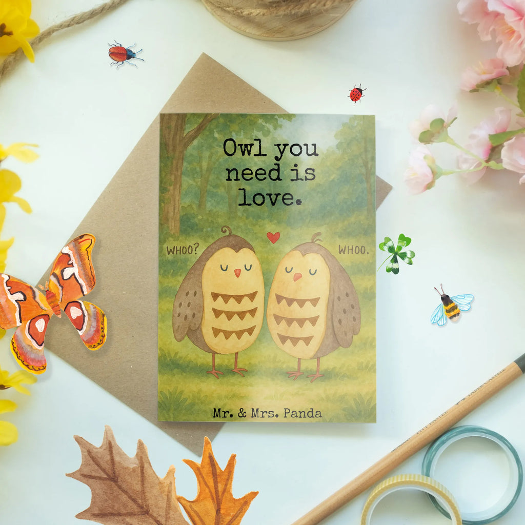 Grußkarte Eulen Liebe Design Grußkarte, Klappkarte, Einladungskarte, Glückwunschkarte, Hochzeitskarte, Geburtstagskarte, Karte, Ansichtskarten, Eule, Eule Deko, Liebe, Hochzeit Spruch, Owl, All you need is love, Liebe Spruch, Freundin Geschenk, Freund, Wortspiel lustig