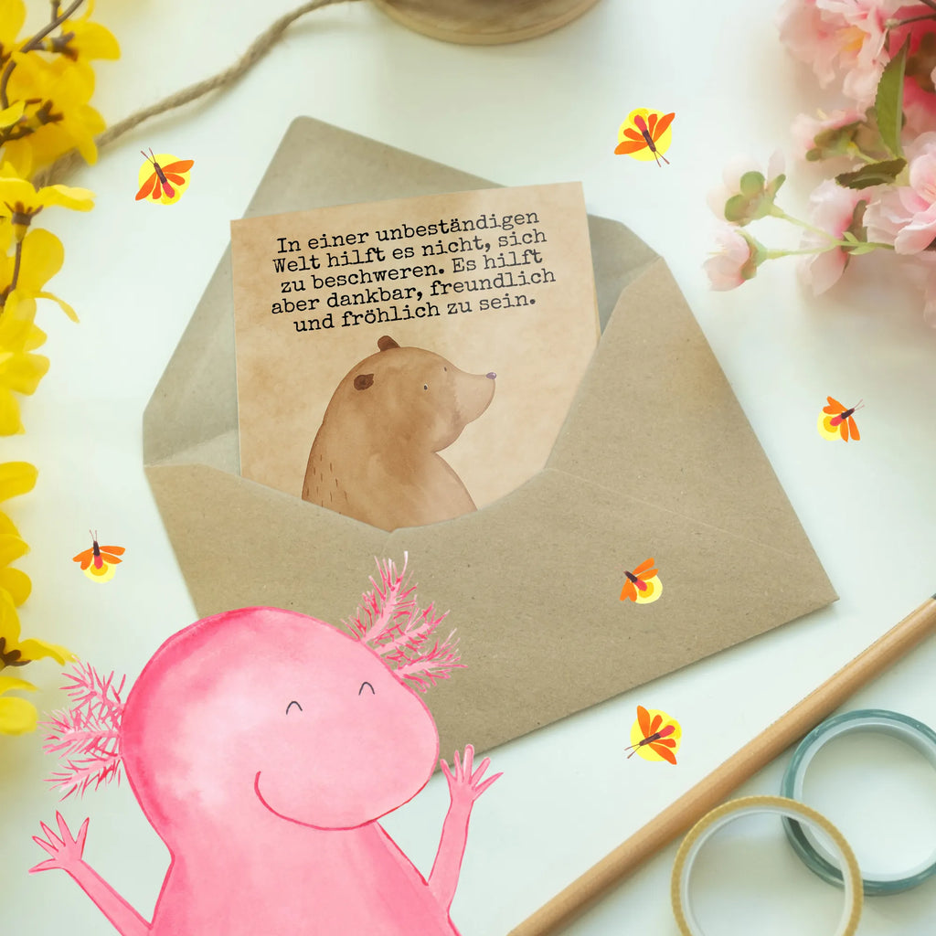 Grußkarte Bär Schulterblick Design Grußkarte, Klappkarte, Einladungskarte, Glückwunschkarte, Hochzeitskarte, Geburtstagskarte, Karte, Ansichtskarten, Bär, Teddy, Teddybär, Selbstachtung, Weltansicht, Motivation, Bären, Bärenliebe, Weisheit