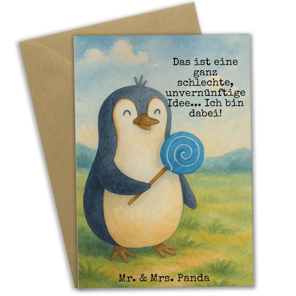 Grußkarte Pinguin Lolli Design Grußkarte, Klappkarte, Einladungskarte, Glückwunschkarte, Hochzeitskarte, Geburtstagskarte, Karte, Ansichtskarten, Pinguin, Pinguine, Lolli, Süßigkeiten, Blödsinn, Spruch, Rebell, Gauner, Ganove, Rabauke