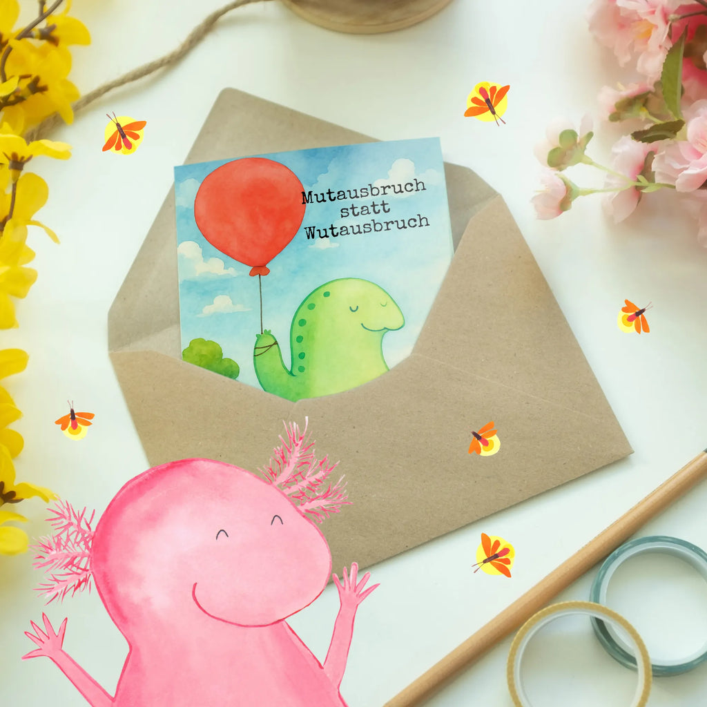 Grußkarte Schildkröte Luftballon Design Grußkarte, Klappkarte, Einladungskarte, Glückwunschkarte, Hochzeitskarte, Geburtstagskarte, Karte, Ansichtskarten, Schildkröte, Schildkröten, Mutausbruch, Motivation, Motivationsspruch