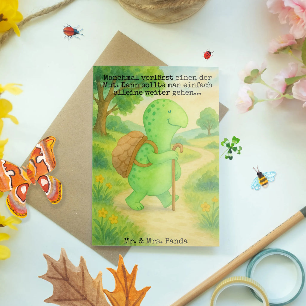Greetings card tortoise walker Design Grußkarte, Klappkarte, Einladungskarte, Glückwunschkarte, Hochzeitskarte, Geburtstagskarte, Karte, Ansichtskarten, Schildkröte, Schildkröten, Motivation, Motivationsspruch, Motivationssprüche, Neuanfang