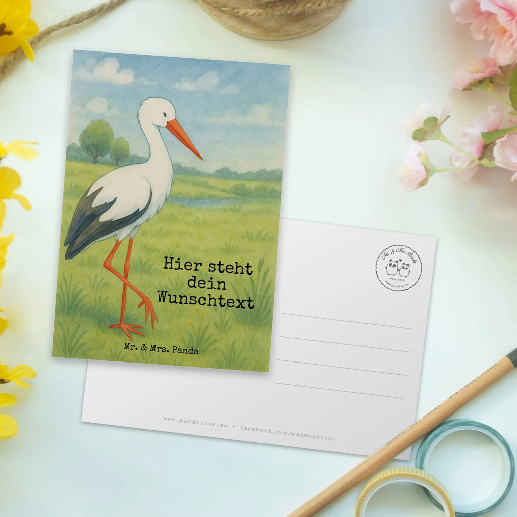 Personalisierte Postkarte Storch Design Karte mit Namen, Grußkarte mit Wunschtext, Postkarte mit Namen, Grußkarte mit Namen, Geschenkkarte mit Namen, Postkarte bedrucken, Einladung mit Namen, Einladung mit Wunschtext, Postkarte mit Wunschtext, Ansichtskarte mit Namen, Geschenkkarte mit Wunschtext, Postkarte personalisierbar, Karte mit Wunschtext, Ansichtskarte mit Wunschtext, Tiermotive, Gute Laune, lustige Sprüche, Tiere, Schwanger, Storch, Geburt, Mutter, Störche, Mutter werden, Mütter, Schwangerschaft, Babybauch, Baby