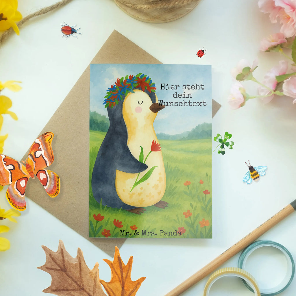 Personalisierte Grußkarte Pinguin Blumen Design Personalisierte Karte, Personalisierte Grußkarte, Personalisiertere Klappkarte, Grußkarte mit persönlichen Nachrichten, Grußkarte selbst gestalten, Personalisierte Glückwunschkarte, Personalisierte Einladungskarte, Grußkarten personalisiert, Grußkarte als Geldgeschenk, Personalisierte Geburtstagskarte, Grußkarte selber drucken, Personalisierte Hochzeitskarte, Grußkarte mit Namen, Pinguin, Pinguine, Geschenkidee, Motivation, Lebensziele, Blumenkranz, Liebeskummer, Lebenslust, Leben, Ziele, Universum, Wünsche