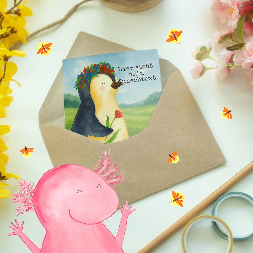 Personalisierte Grußkarte Pinguin Blumen Design Personalisierte Karte, Personalisierte Grußkarte, Personalisiertere Klappkarte, Grußkarte mit persönlichen Nachrichten, Grußkarte selbst gestalten, Personalisierte Glückwunschkarte, Personalisierte Einladungskarte, Grußkarten personalisiert, Grußkarte als Geldgeschenk, Personalisierte Geburtstagskarte, Grußkarte selber drucken, Personalisierte Hochzeitskarte, Grußkarte mit Namen, Pinguin, Pinguine, Geschenkidee, Motivation, Lebensziele, Blumenkranz, Liebeskummer, Lebenslust, Leben, Ziele, Universum, Wünsche