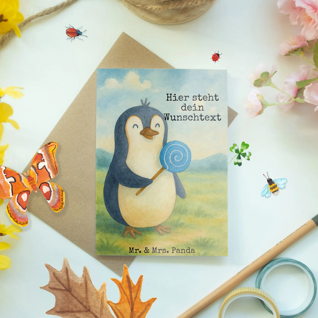 Personalised greetings card Penguin lollipop Design Personalisierte Hochzeitskarte, Grußkarte selbst gestalten, Personalisierte Geburtstagskarte, Grußkarte selber drucken, Grußkarte als Geldgeschenk, Personalisierte Glückwunschkarte, Personalisiertere Klappkarte, Personalisierte Einladungskarte, Personalisierte Karte, Grußkarte mit persönlichen Nachrichten, Personalisierte Grußkarte, Grußkarten personalisiert, Grußkarte mit Namen, Pinguin, Lolli, Süßigkeiten, Rabauke, Gauner, Pinguine, Blödsinn, Rebell, Ganove, Spruch