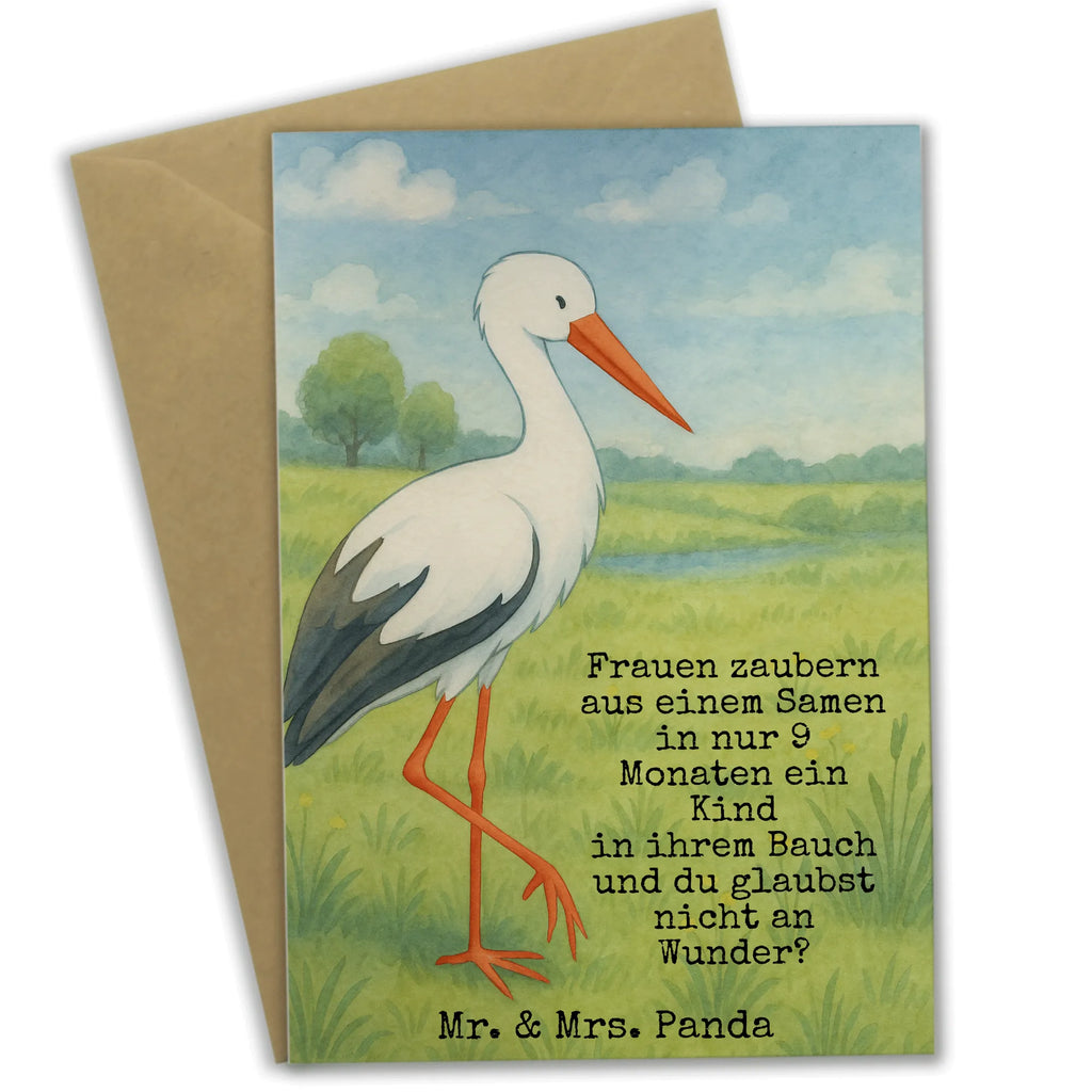 Greetings card Stork Design Grußkarte, Klappkarte, Einladungskarte, Glückwunschkarte, Hochzeitskarte, Geburtstagskarte, Karte, Ansichtskarten, Tiermotive, Gute Laune, lustige Sprüche, Tiere, Storch, Störche, Schwangerschaft, Geburt, Mutter, Mütter, Mutter werden, Schwanger, Babybauch, Baby